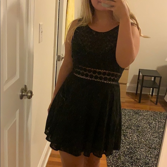 Free People black sundress with see through panel - Picture 1 of 3
